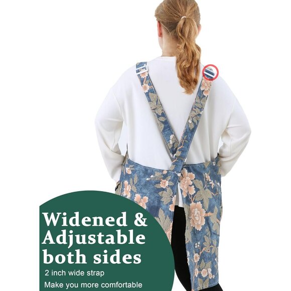 Big Plus Size Aprons for Women with Pockets Cotton Linen Baking Kitchen Cooking - Picture 3 of 6